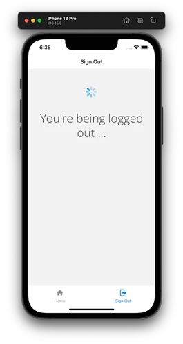 Logout screen with spinner