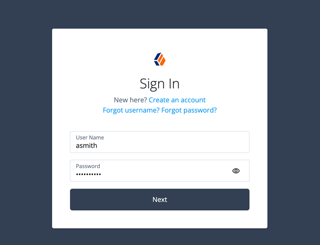 End user Sign In screen