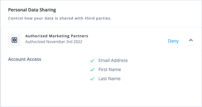 Personal Data Sharing - Account Access
