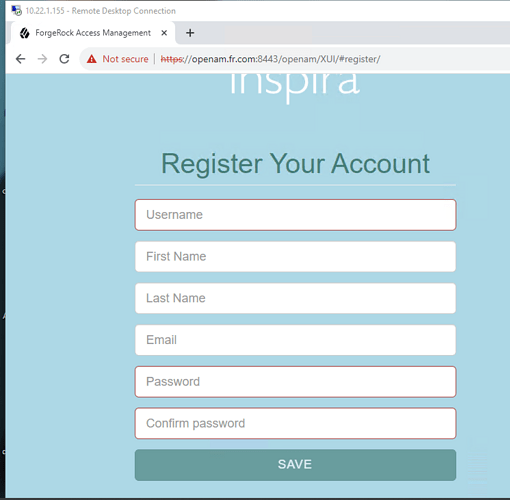 User registration page