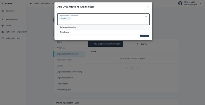 Creating the Suppliers Administrator